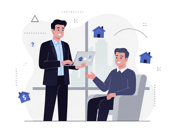 お客様に提案する男性